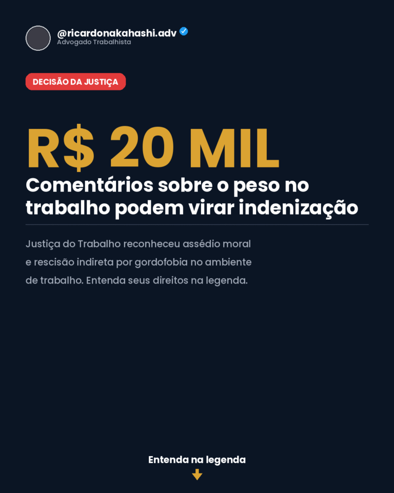 Gordofobia no trabalho pode gerar indenização e rescisão indireta