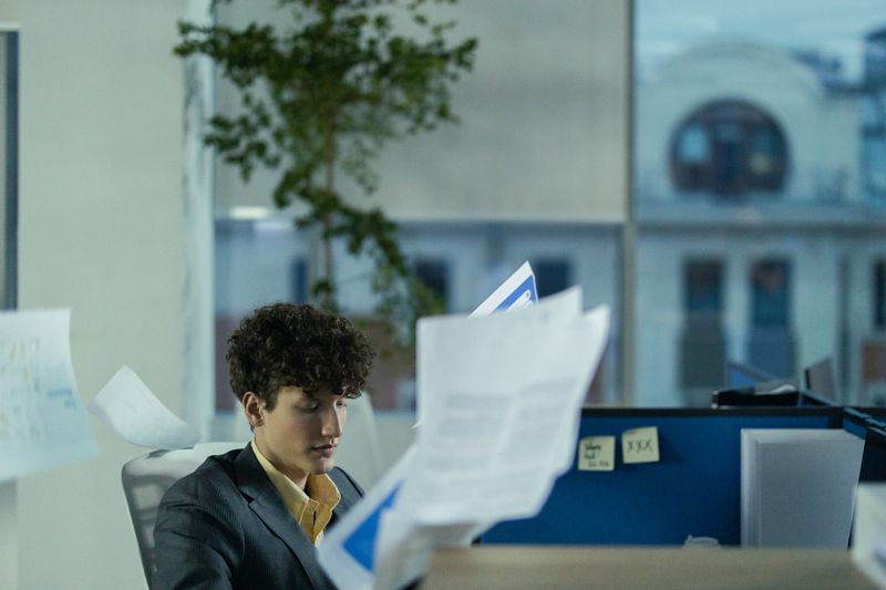Trabalhador lendo papéis com atenção antes de assinar